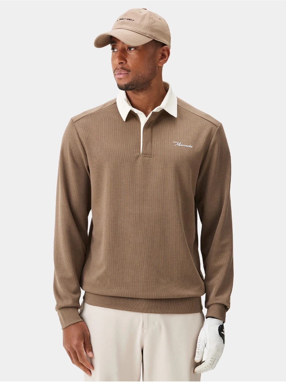 Macade Golf Men’s Blades Polo Sweatshirt in Sepia, Size S